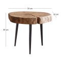 PATEL Side Table +/-33x32 H.30 Acacia Natural Finish (Black Paint)