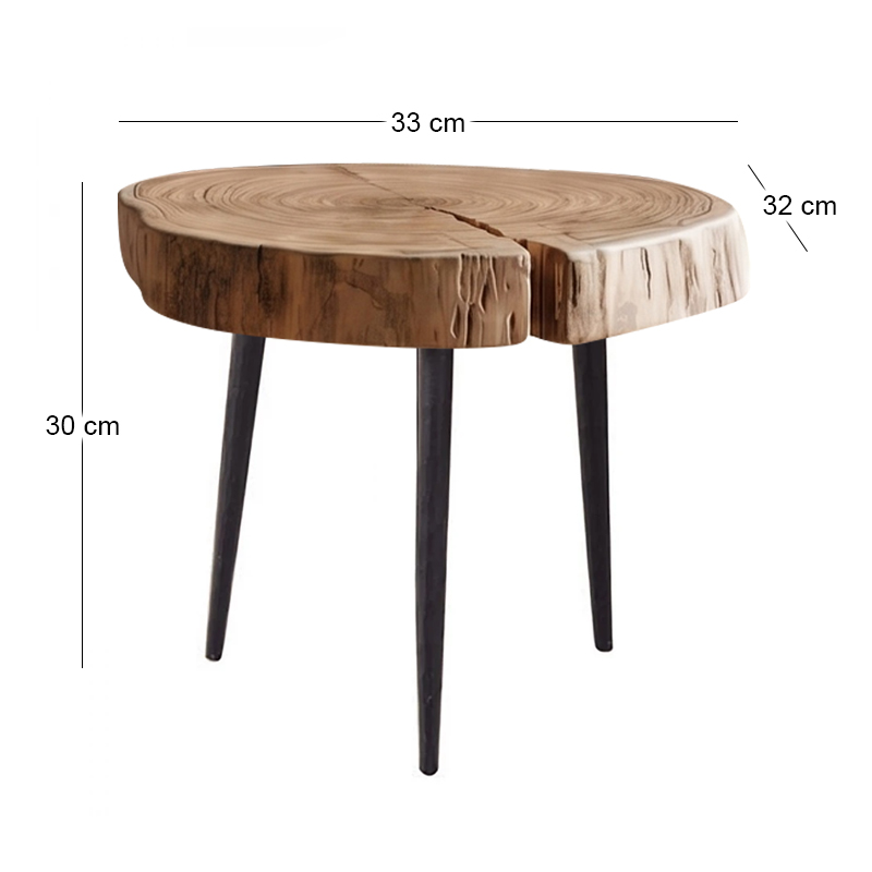 PATEL Side Table +/-33x32 H.30 Acacia Natural Finish (Black Paint)
