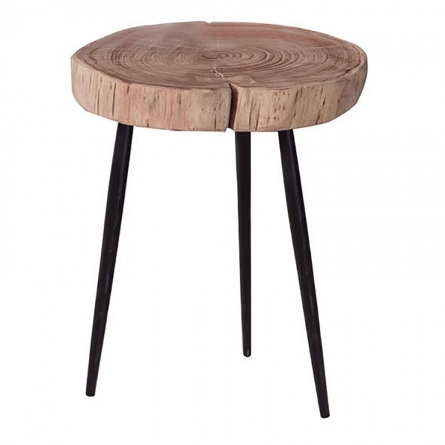PATEL Side Table +/-34x33 H.40 Acacia Natural Finish (Black Paint)