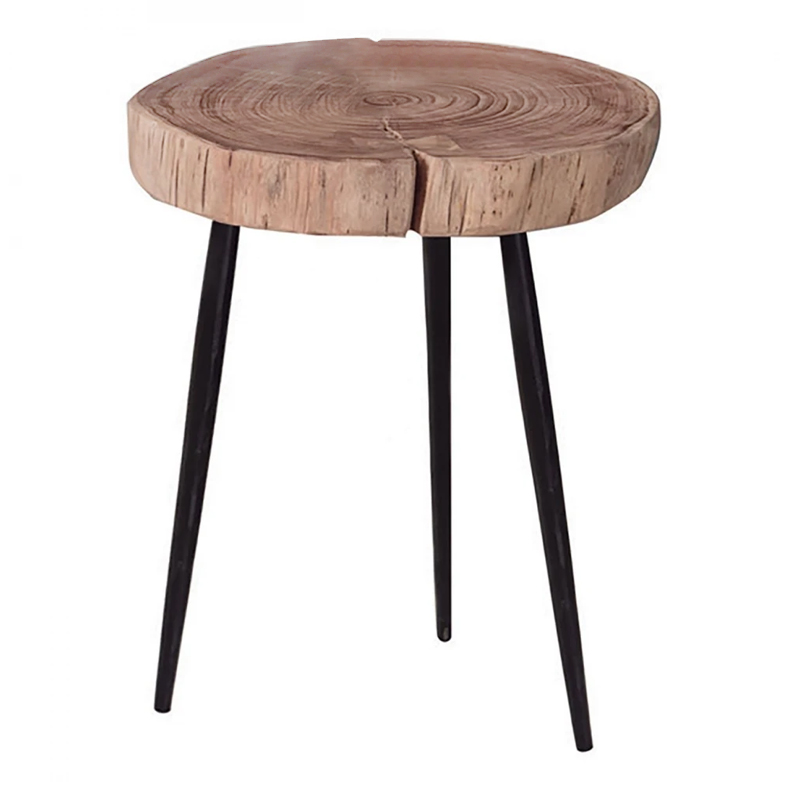PATEL Side Table +/-34x33 H.40 Acacia Natural Finish (Black Paint)