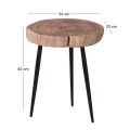 PATEL Side Table +/-34x33 H.40 Acacia Natural Finish (Black Paint)