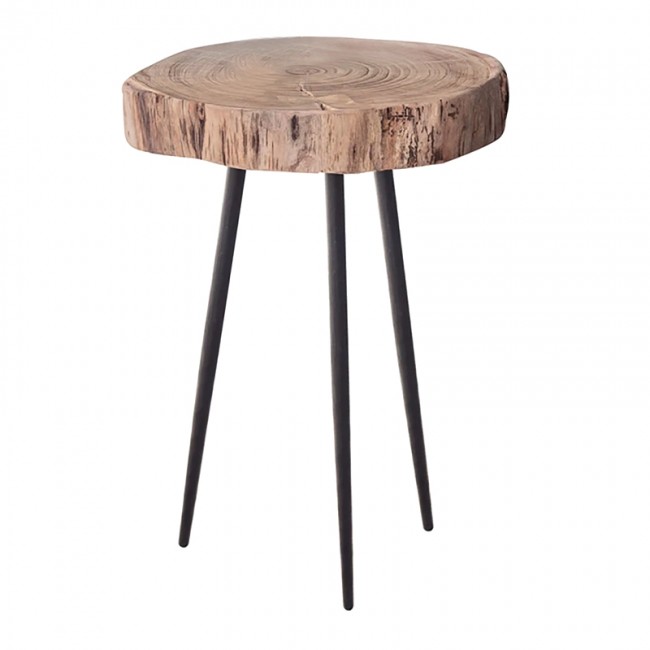 PATEL Side Table +/-35x39 H.54 Acacia Natural Finish (Black Paint)