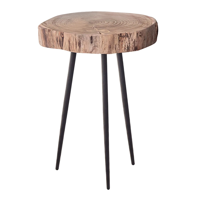 PATEL Side Table +/-35x39 H.54 Acacia Natural Finish (Black Paint)