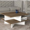 Τραπεζάκι σαλονιού Hamton Megapap χρώμα λευκό - καρυδί 60x60x32,6εκ.