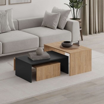 Τραπεζάκι σαλονιού σετ 3 τμχ. Kanta Megapap χρώμα sapphire oak - silky black 80x50x40,5εκ. Τραπεζάκι σαλονιού σετ 3 τμχ. Kanta Megapap χρώμα sapphire oak - silky black 80x50x40,5εκ.