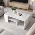 Abdera Megapap melamine coffee table in white marble color 110x60x42cm.