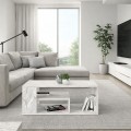 Abdera Megapap melamine coffee table in white marble color 110x60x42cm.