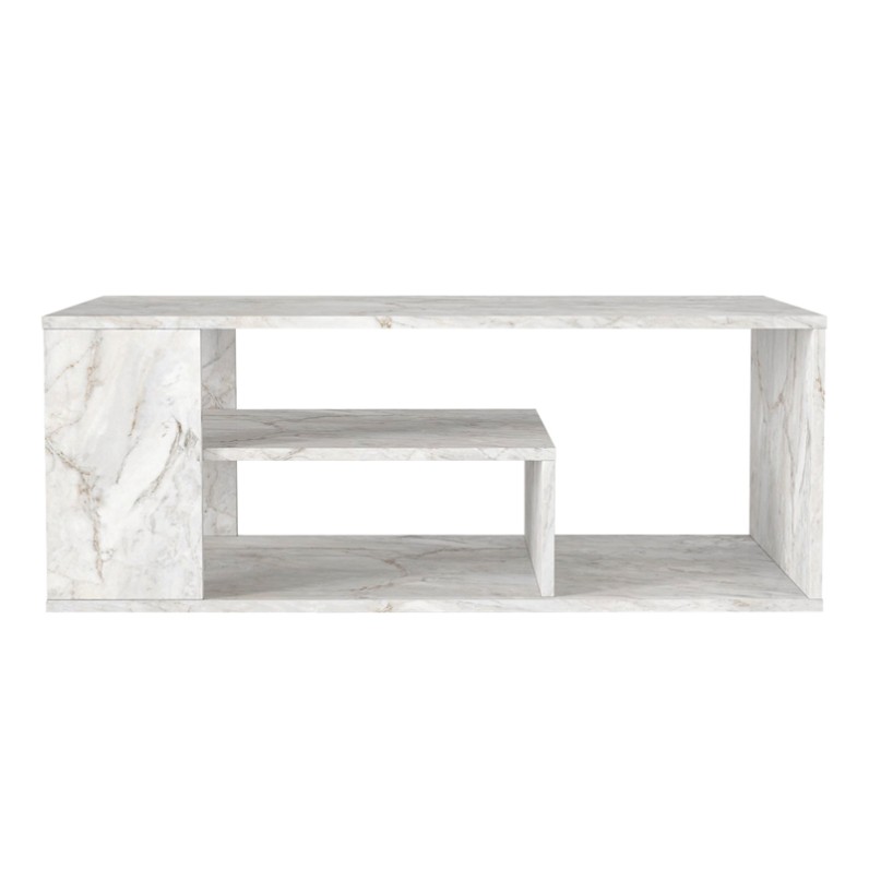 Abdera Megapap melamine coffee table in white marble color 110x60x42cm.
