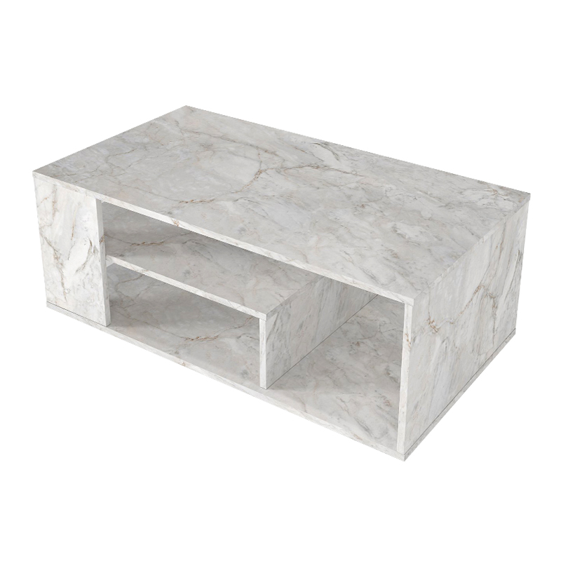 Abdera Megapap melamine coffee table in white marble color 110x60x42cm.