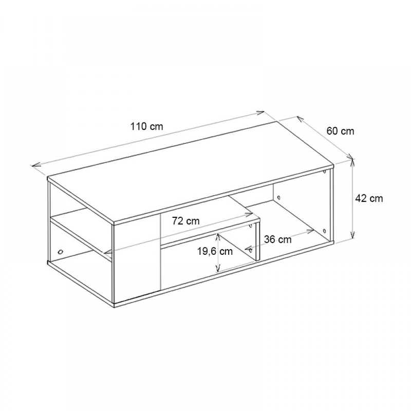Abdera Megapap melamine coffee table in white marble color 110x60x42cm.