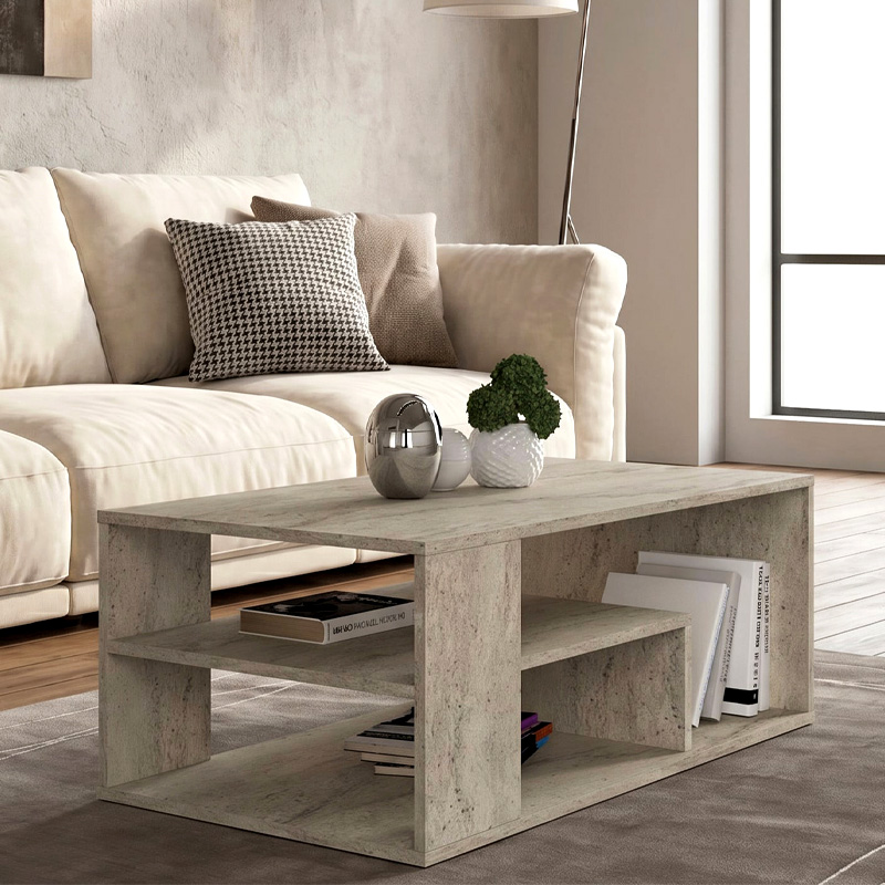 Abdera Megapap melamine coffee table in travertine color 110x60x42cm.