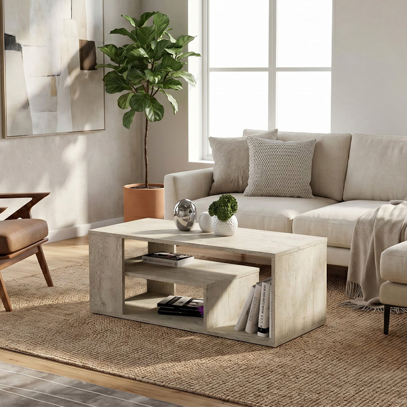 Abdera Megapap melamine coffee table in travertine color 110x60x42cm.
