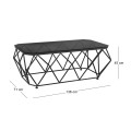 ACTON Coffee Table 123x63 Metal Black/Glass Smoke