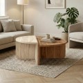 Aloeva Megapap melamine coffee table in walnut Ud -  travertine color Ø90x37cm.