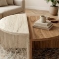 Aloeva Megapap melamine coffee table in walnut Ud -  travertine color Ø90x37cm.