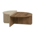 Aloeva Megapap melamine coffee table in walnut Ud -  travertine color Ø90x37cm.