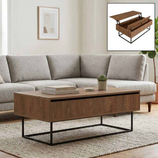 Amedeo Megapap melamine coffee table in walnut color 120x60x43cm.