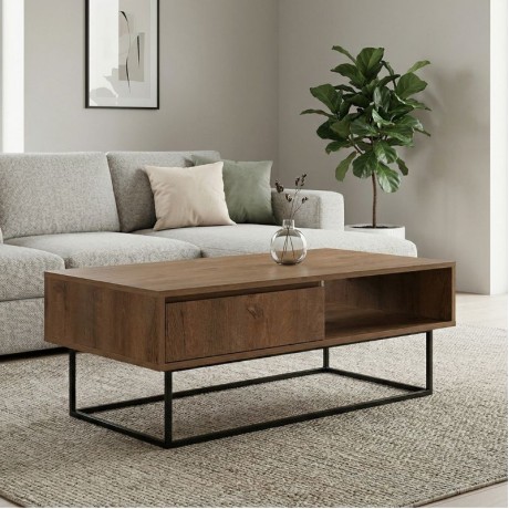 Amedeo Megapap melamine coffee table in walnut color 120x60x43cm.