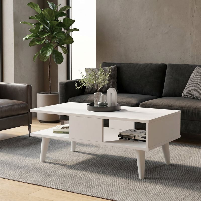 Andros Megapap melamine coffee table in white color 90x54x39,6cm.