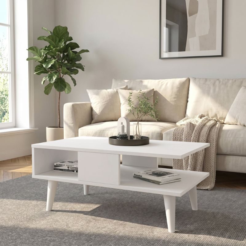 Andros Megapap melamine coffee table in white color 90x54x39,6cm.