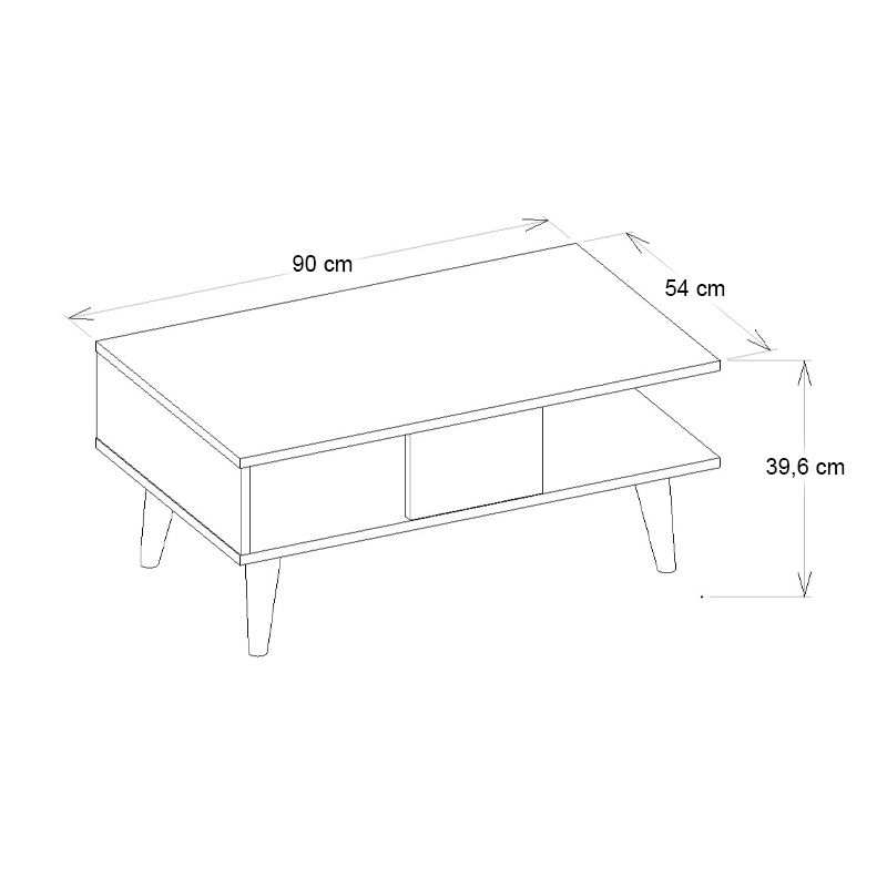 Andros Megapap melamine coffee table in white color 90x54x39,6cm.