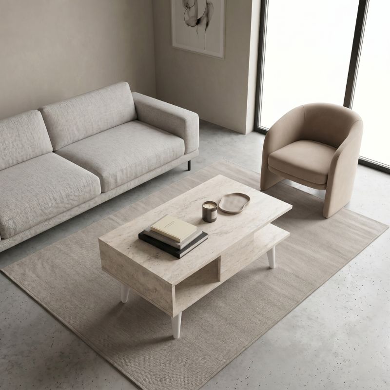 Andros Megapap melamine coffee table in travertine color 90x54x39,6cm.