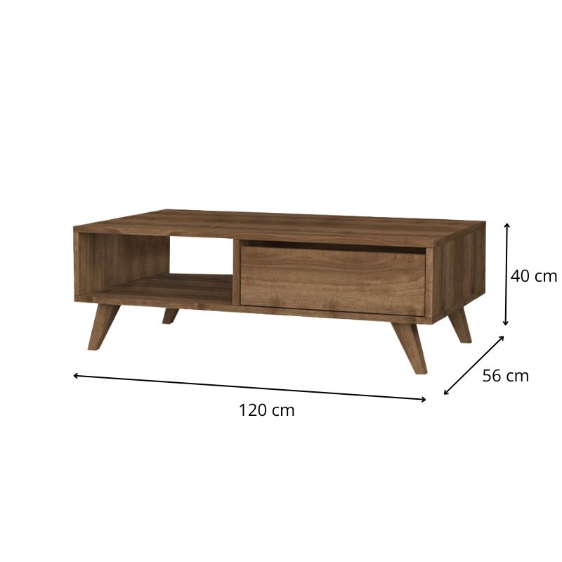 Τραπεζάκι σαλονιού Aster Megapap χρώμα καρυδί 120x56x40εκ.