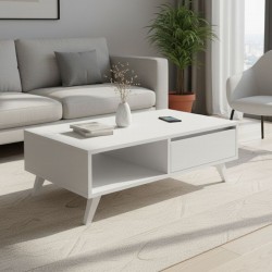 Τραπεζάκι σαλονιού Aster Megapap χρώμα λευκό 120x56x40εκ.