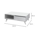 Aster Megapap melamine coffee table in white color 120x56x40cm.