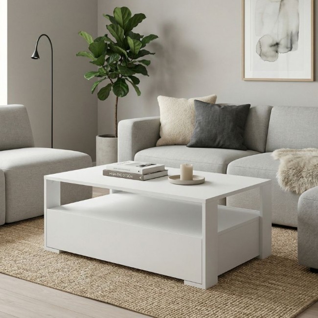 Balina Megapap melamine coffee table in white color 110x60x40cm.