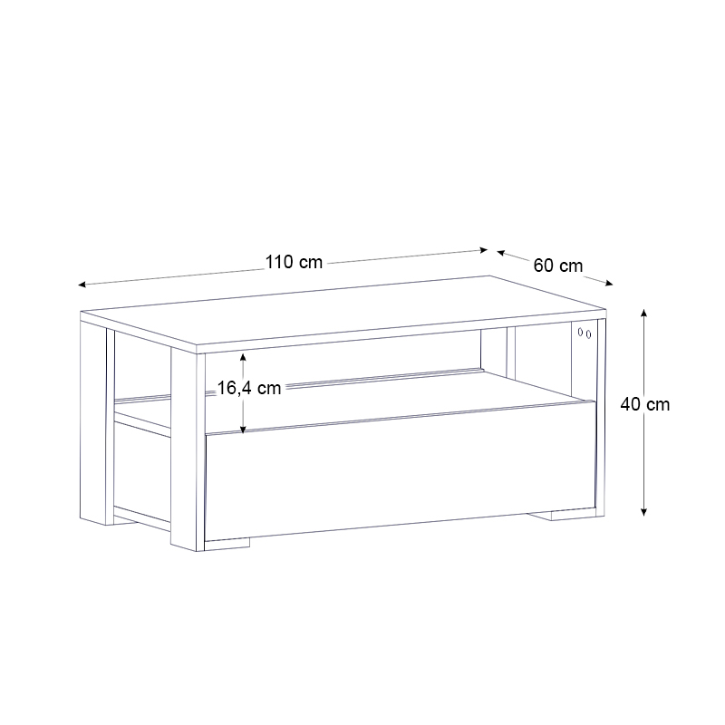 Balina Megapap melamine coffee table in white color 110x60x40cm.