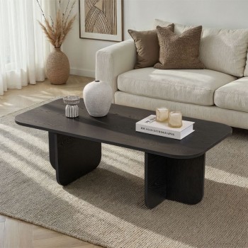 Becaj Megapap melamine coffee table in black wood color 120x60x41.4cm.