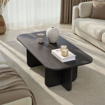 Becaj Megapap melamine coffee table in black wood color 120x60x41.4cm.
