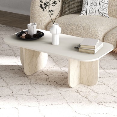Becaj Megapap melamine coffee table in sandstone - travertine color 120x60x41.4cm.