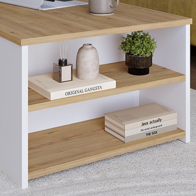 Τραπεζάκι σαλονιού Berg Megapap χρώμα φυσικό οξιάς - λευκό 110x60x40εκ.