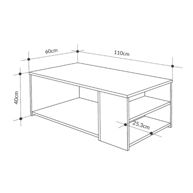 Τραπεζάκι σαλονιού Berg Megapap χρώμα φυσικό οξιάς - λευκό 110x60x40εκ.