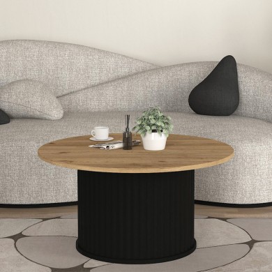Bohema Megapap melamine coffee table in black - sepet oak Ø85x43,2cm.