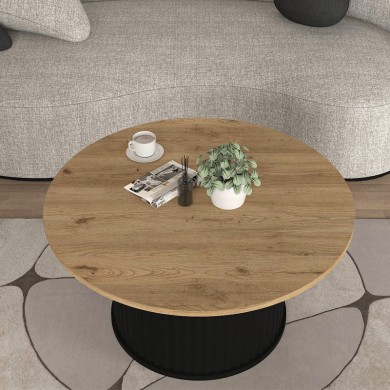 Bohema Megapap melamine coffee table in black - sepet oak Ø85x43,2cm.