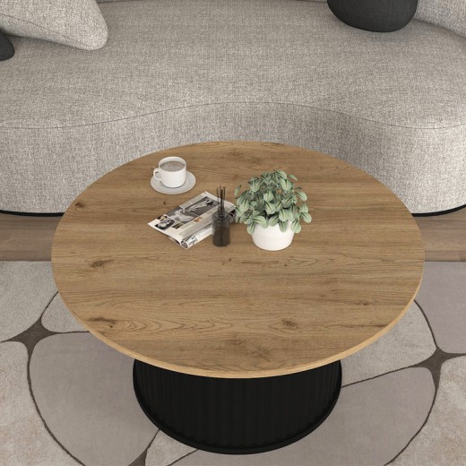 Τραπεζάκι σαλονιού Bohema Megapap χρώμα μαύρο - sepet oak Ø85x43,2εκ. Τραπεζάκι σαλονιού Bohema Megapap χρώμα μαύρο - sepet oak Ø85x43,2εκ.