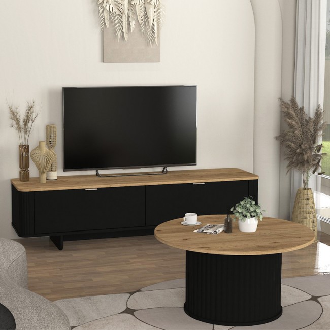 Τραπεζάκι σαλονιού Bohema Megapap χρώμα μαύρο - sepet oak Ø85x43,2εκ. Τραπεζάκι σαλονιού Bohema Megapap χρώμα μαύρο - sepet oak Ø85x43,2εκ.