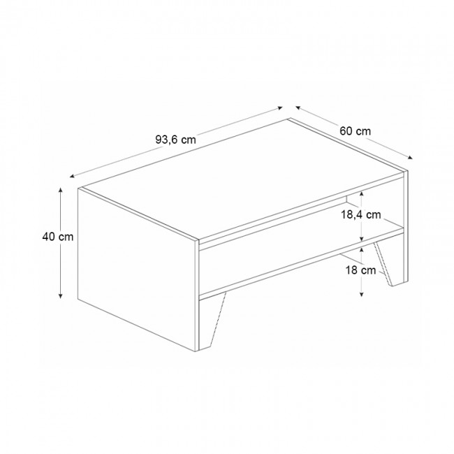 Τραπεζάκι σαλονιού Chester Megapap χρώμα ανθρακί - καρυδί 93,6x60x40εκ.