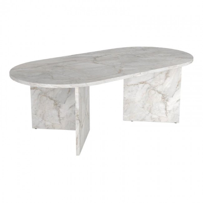 Τραπεζάκι σαλονιού Cortado Megapap χρώμα λευκό εφέ μαρμάρου 120x60x39,6εκ.