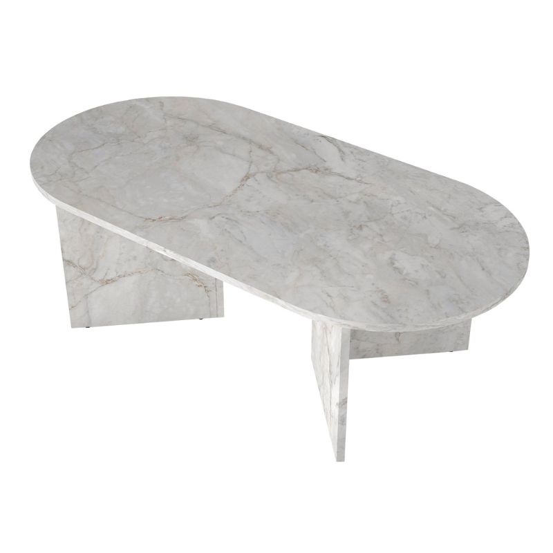 Cortado Megapap melamine coffee table in white marble effect color 120x60x39.6cm.