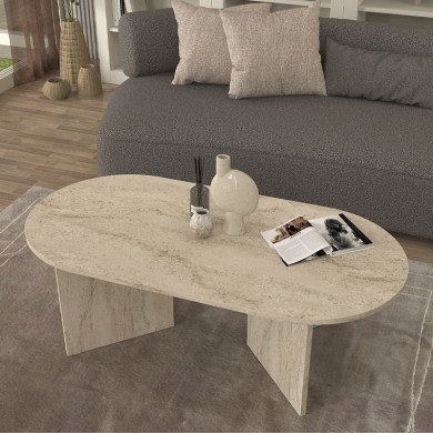 Cortado Megapap melamine coffee table in travertine color 120x60x39.6cm.