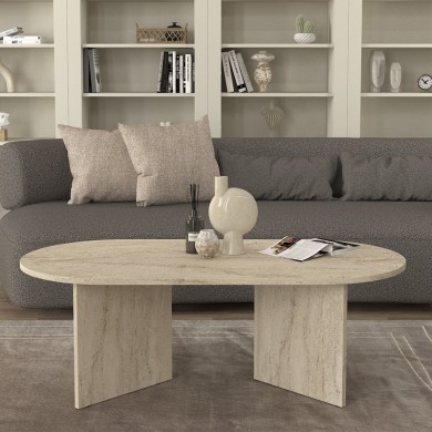 Cortado Megapap melamine coffee table in travertine color 120x60x39.6cm.