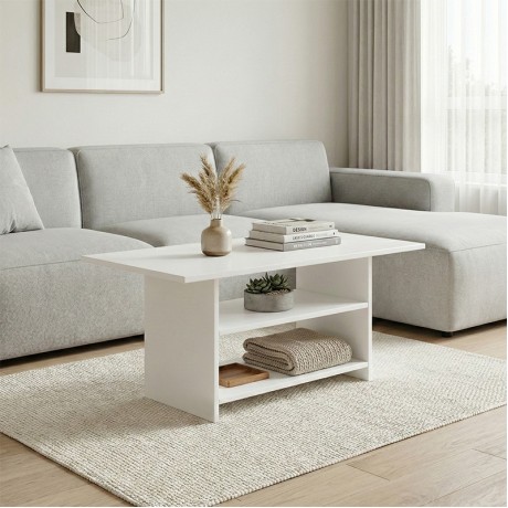 Dallas Megapap melamine coffee table in white color 70x50x45cm.