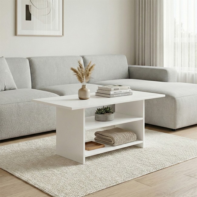 Dallas Megapap melamine coffee table in white color 70x50x45cm.