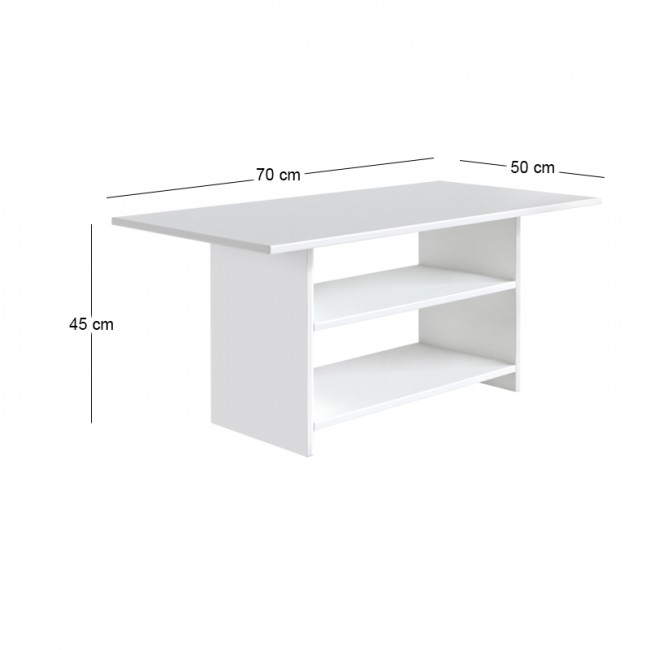 Dallas Megapap melamine coffee table in white color 70x50x45cm.