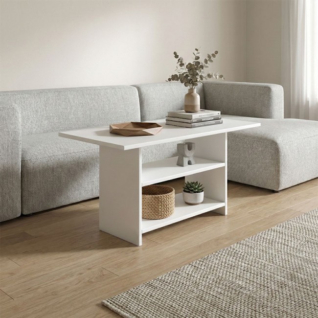 Dallas Megapap melamine coffee table in white color 70x50x60cm.