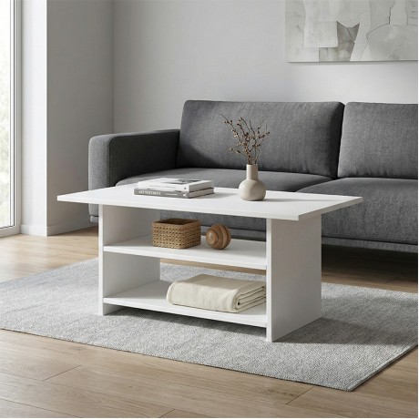 Dallas Megapap melamine coffee table in white color 90x50x45cm.
